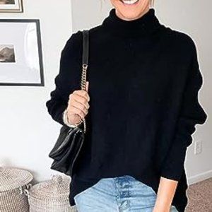Black Turtleneck Oversized Sweater